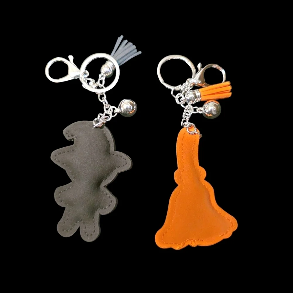 Halloween Rhinestone Bag Charms & Keychains – Skeleton & Witch Broom Set